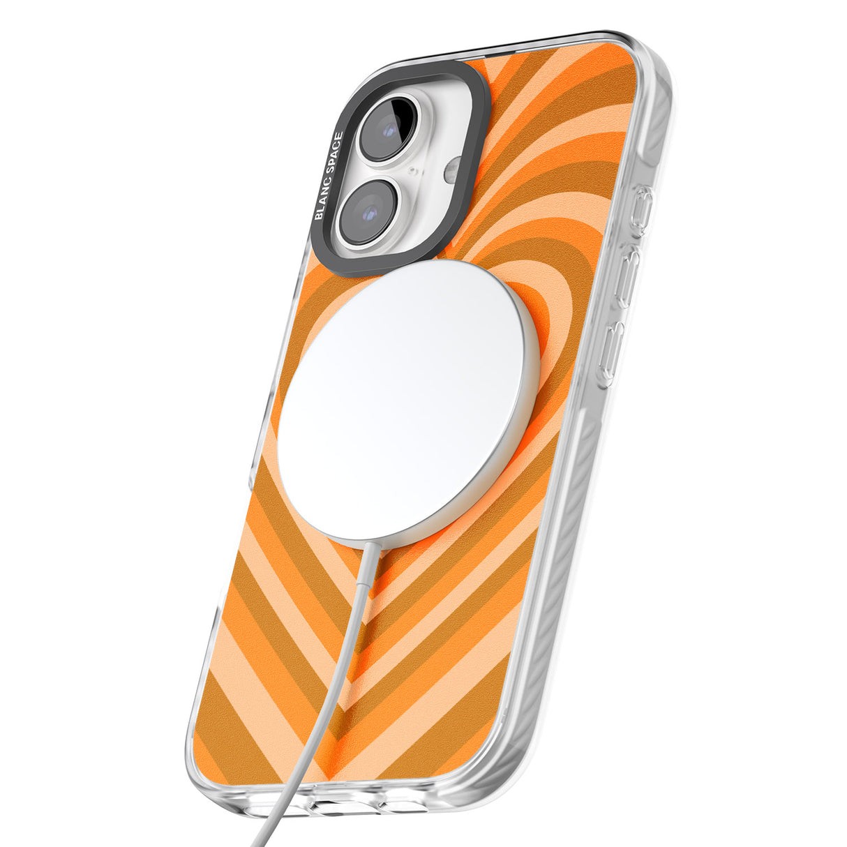 iPhone 16 Pro Max Orange Heart Illusion Black Impact Phone Case