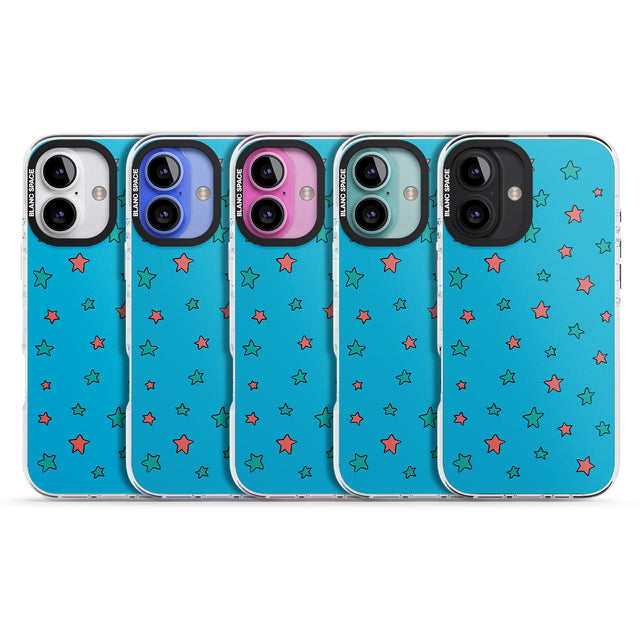 iPhone 16 Pro Max Blue Heartstopper Stars Pattern Black Impact Phone Case