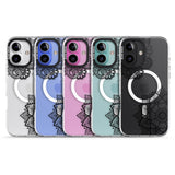 iPhone 16 Pro Max Black Henna Florals Black Impact Phone Case