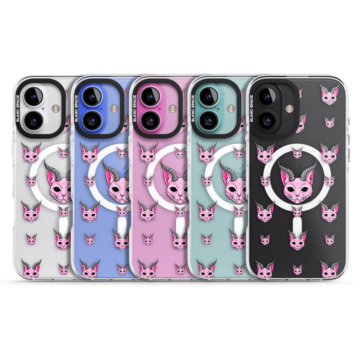 iPhone 16 Pro Max Demon Cat Pattern Black Impact Phone Case