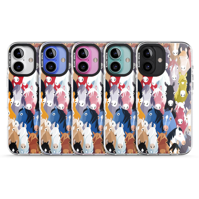 iPhone 16 Pro Max Colourful Horse Pattern Black Impact Phone Case