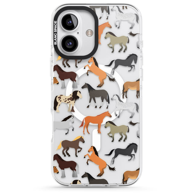 iPhone 16 Pro Max Horse Pattern Black Impact Phone Case