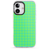 iPhone 16 Pro Max Neon Lime & Turquoise Houndstooth Pattern Black Impact Phone Case