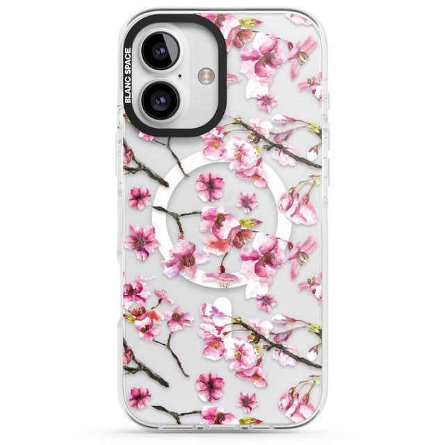 iPhone 16 Pro Max Sakura Watercolour Black Impact Phone Case