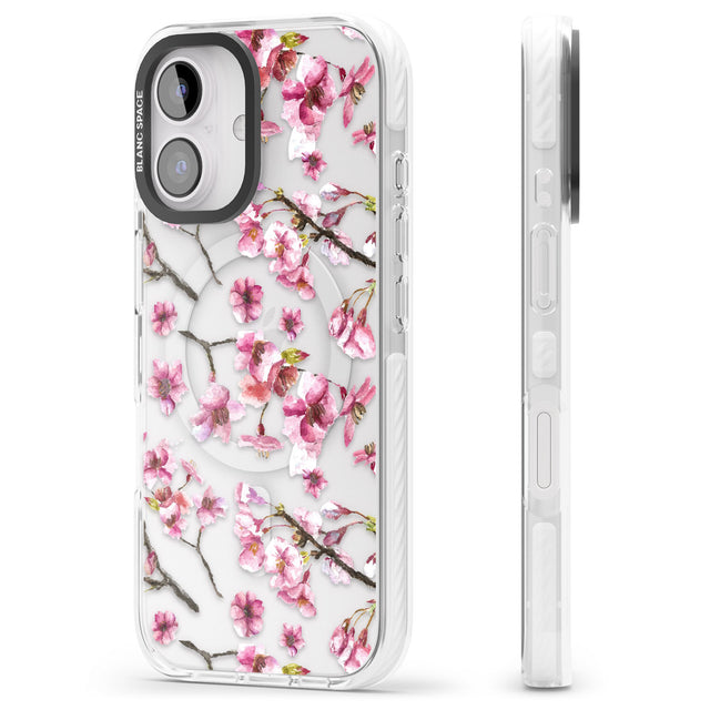 iPhone 16 Pro Max Sakura Watercolour Black Impact Phone Case