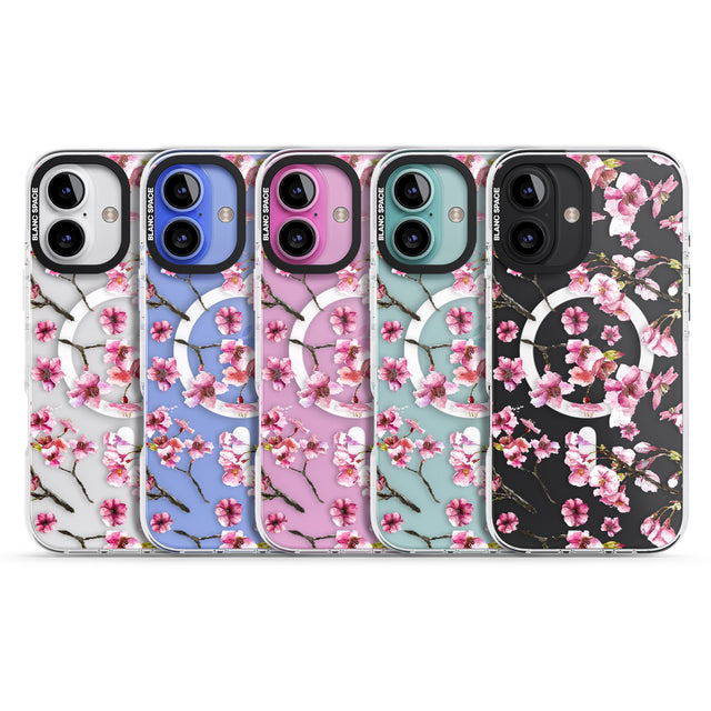 iPhone 16 Pro Max Sakura Watercolour Black Impact Phone Case