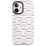 iPhone 16 Pro Max Lucky Cat Maneki-Neko Japanese Pattern Black Impact Phone Case