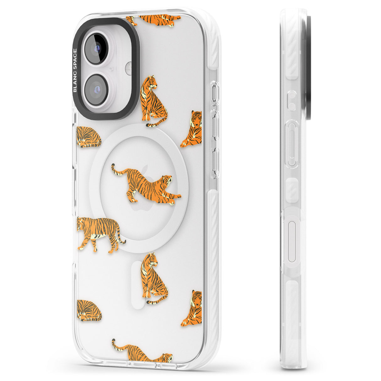 iPhone 16 Pro Max Clear Tiger Jungle Cat Pattern Black Impact Phone Case