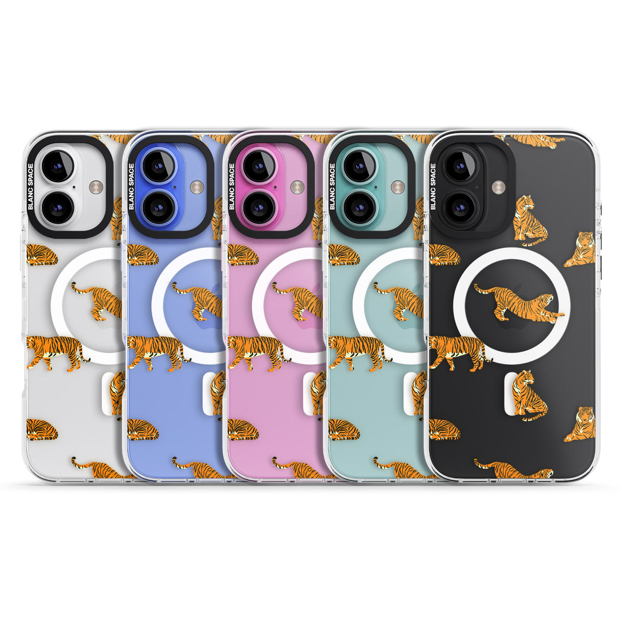 iPhone 16 Pro Max Clear Tiger Jungle Cat Pattern Black Impact Phone Case