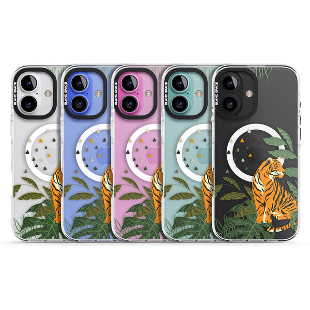 iPhone 16 Pro Max Large Tiger Clear Jungle Cat Pattern Black Impact Phone Case