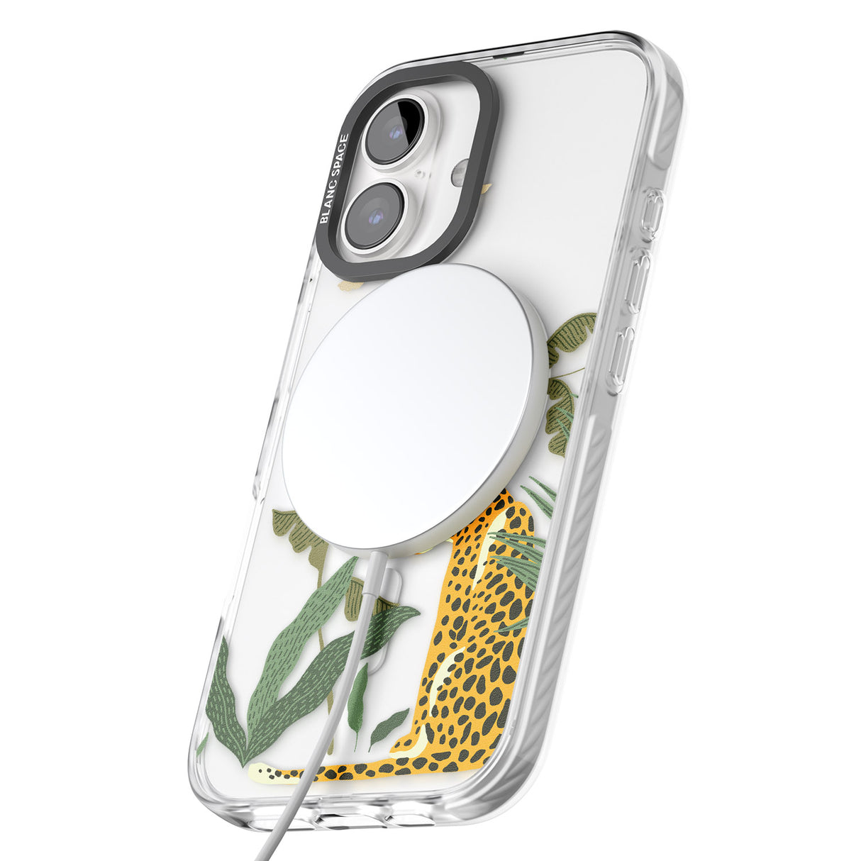 iPhone 16 Pro Max Large Jaguar Clear Jungle Cat Pattern Black Impact Phone Case