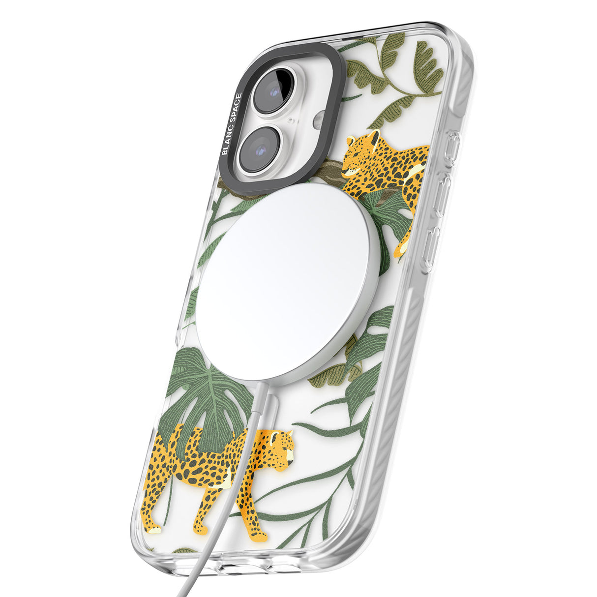 iPhone 16 Pro Max Two Jaguars & Foliage Jungle Cat Pattern Black Impact Phone Case