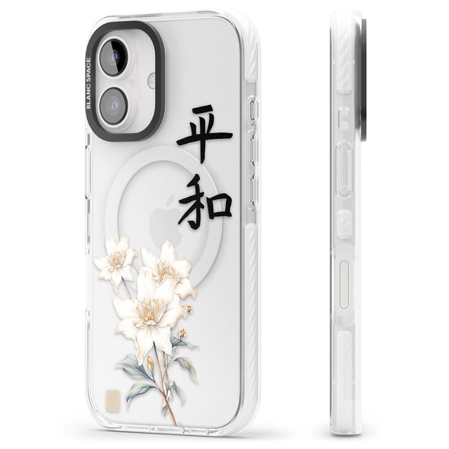 Peace and Flowers Impact Magsafe Phone Case for iPhone 16, iPhone 16 Plus