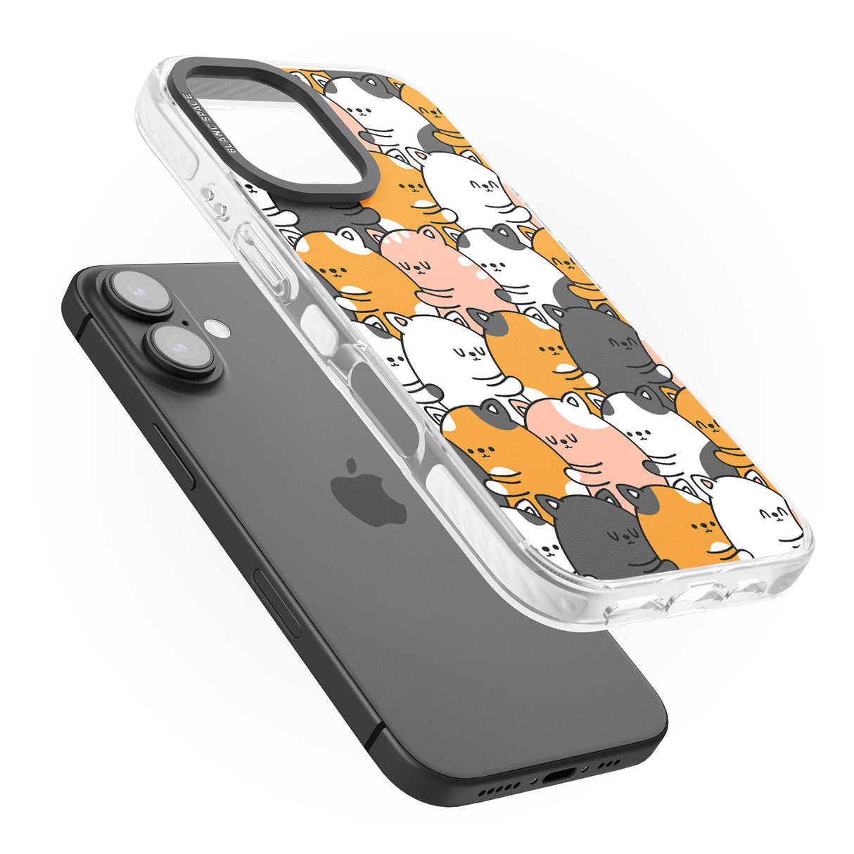 iPhone 16 Pro Max Spooning Cats Kawaii Pattern Black Impact Phone Case