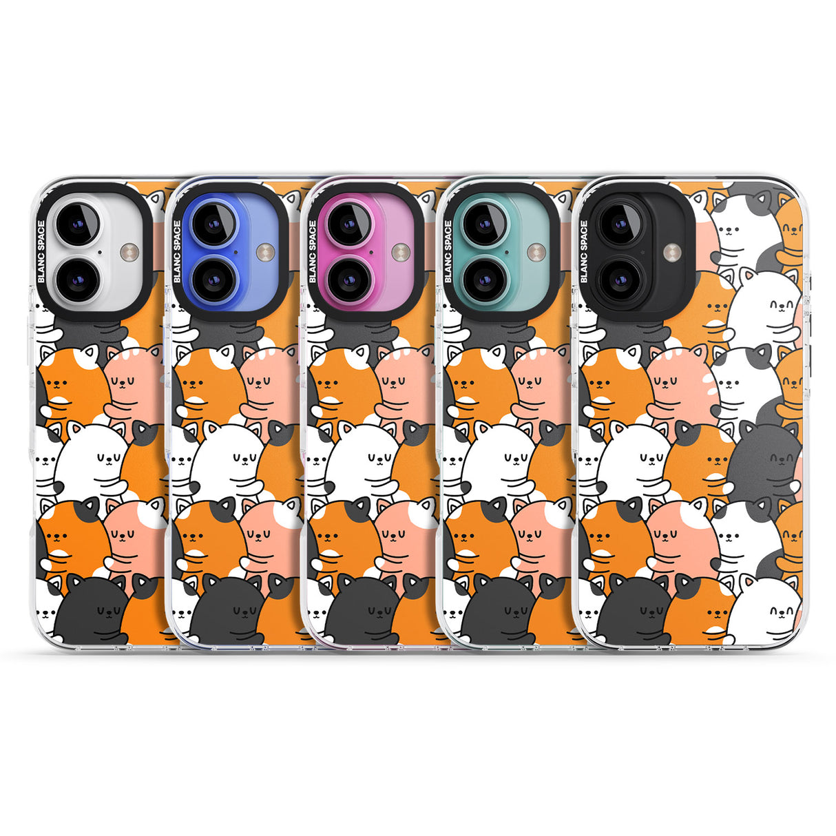 iPhone 16 Pro Max Spooning Cats Kawaii Pattern Black Impact Phone Case