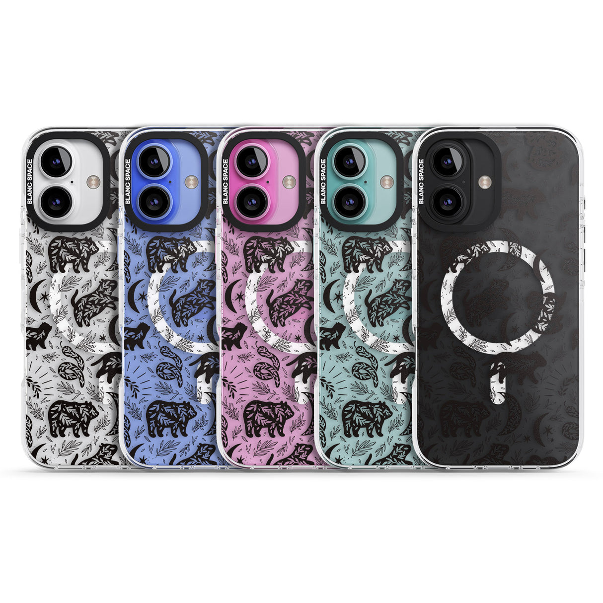 iPhone 16 Pro Max Leafy Bears Black Impact Phone Case