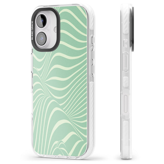 iPhone 16 Pro Max Mint Green Distorted Line Black Impact Phone Case