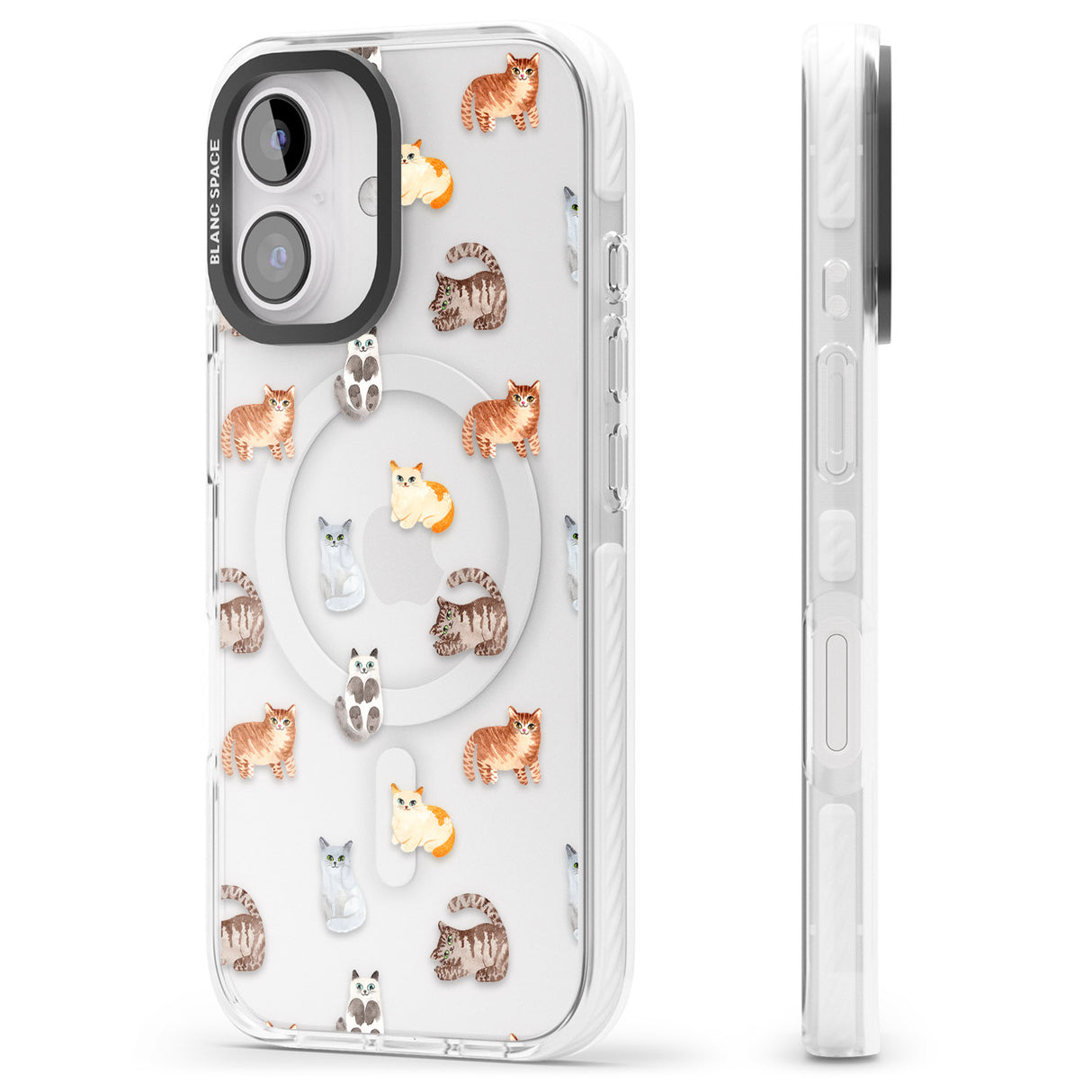 iPhone 16 Pro Max Cute Cat Pattern - Clear Black Impact Phone Case