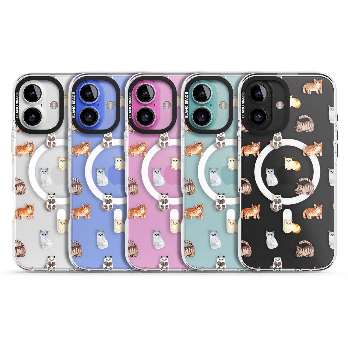 iPhone 16 Pro Max Cute Cat Pattern - Clear Black Impact Phone Case