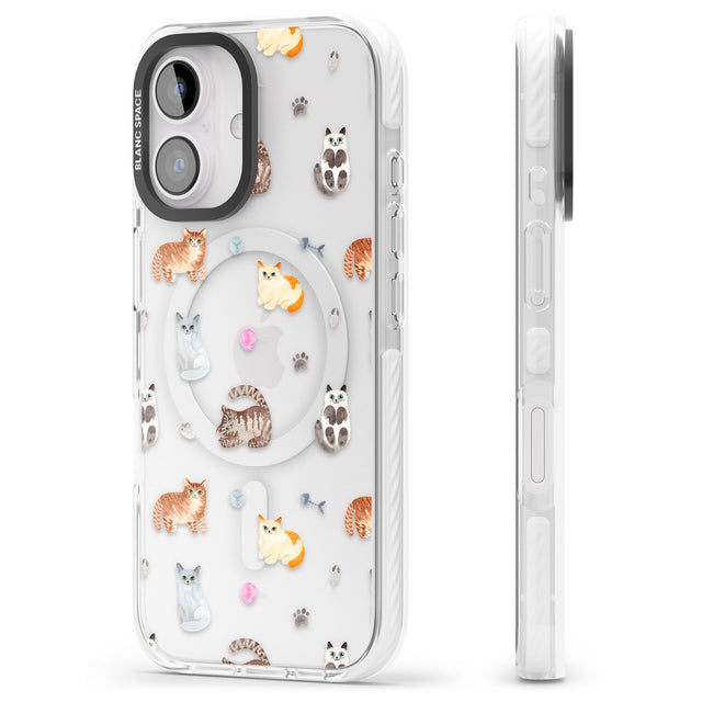 iPhone 16 Pro Max Cats with Toys - Clear Black Impact Phone Case