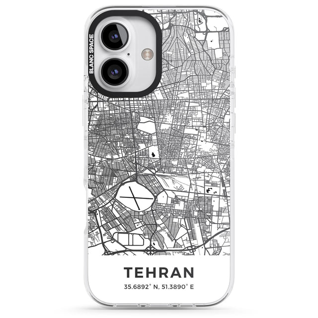 iPhone 16 Pro Max Map of Tehran, Iran Black Impact Phone Case