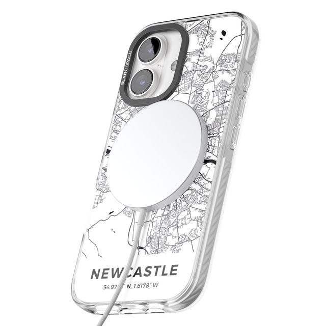 iPhone 16 Pro Max Map of Newcastle, England Black Impact Phone Case