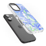 iPhone 16 Pro Max Dark Blue & Green Marbled Paper Pattern Black Impact Phone Case