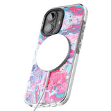 iPhone 16 Pro Max Pink, Blue & Purple Marbled Paper Pattern Black Impact Phone Case