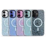 iPhone 16 Pro Max Light Blue Pattern Memphis Retro Pattern Design Black Impact Phone Case