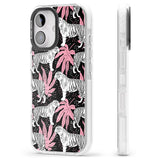 iPhone 16 Pro Max White Tigers on Black Pattern Black Impact Phone Case