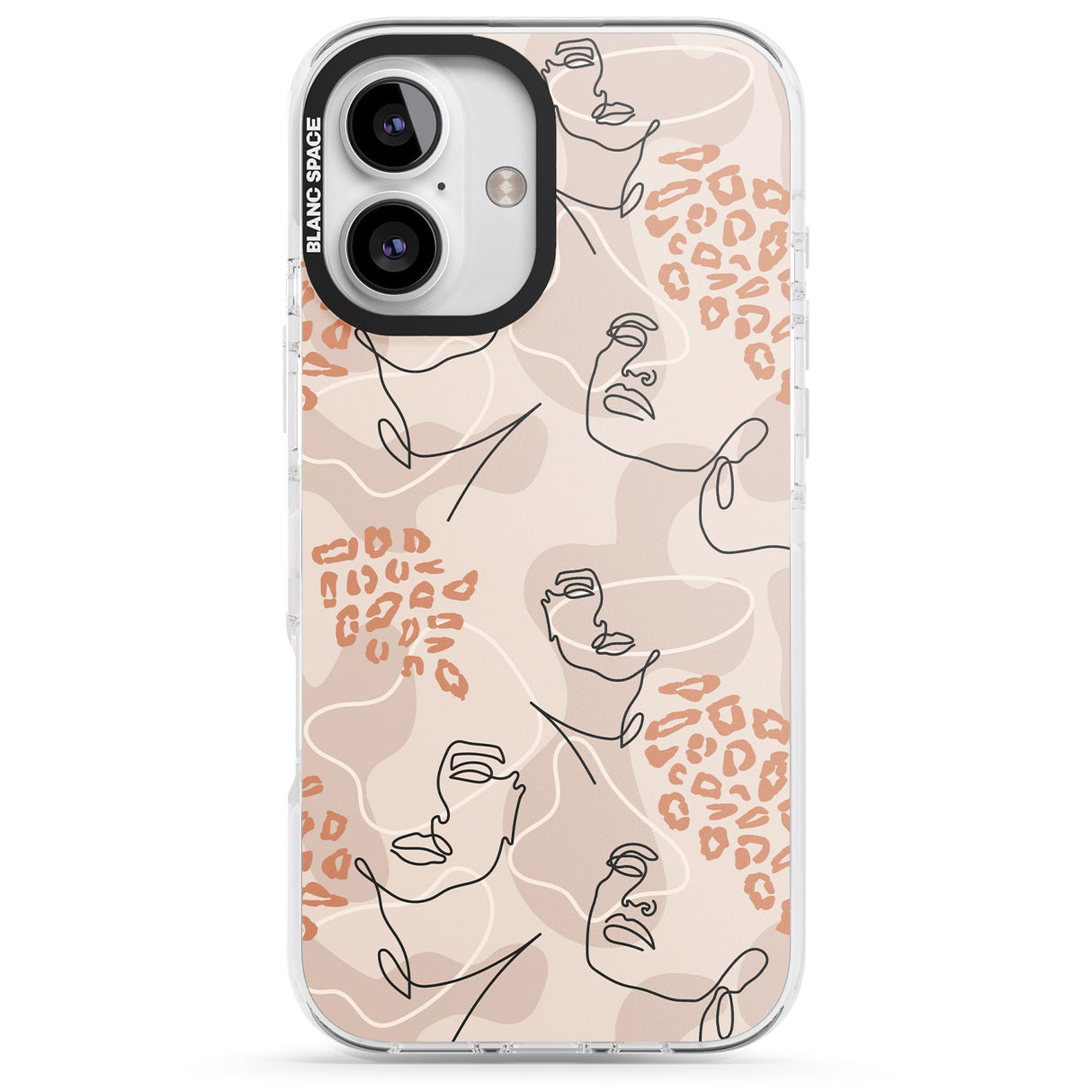 iPhone 16 Pro Max Leopard Print Stylish Abstract Faces Black Impact Phone Case