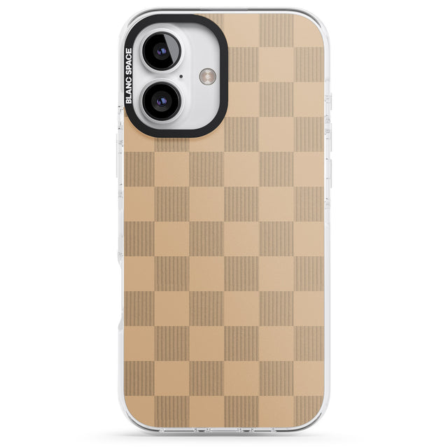 iPhone 16 Pro Max BEIGE CHECKERED Clear Impact Phone Case + Magsafe