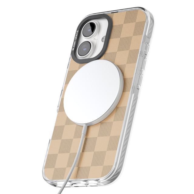 iPhone 16 Pro Max BEIGE CHECKERED Clear Impact Phone Case + Magsafe