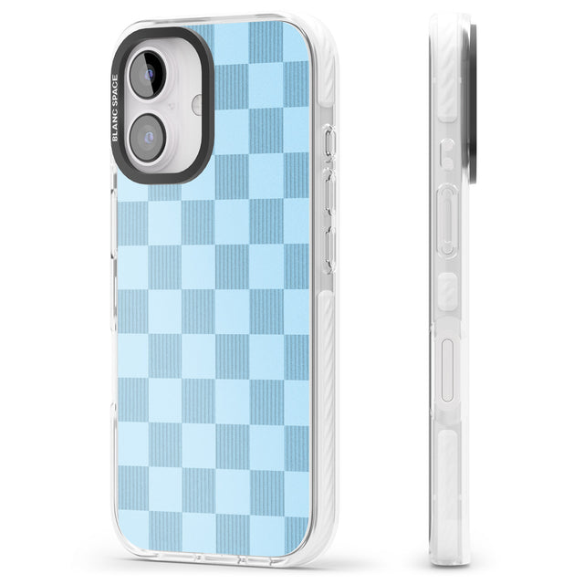 iPhone 16 Pro Max SKYBLUE CHECKERED Clear Impact Phone Case + Magsafe