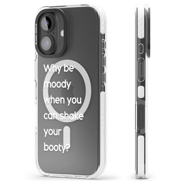 iPhone 16 Pro Max Why be moody? (White) Black Impact Phone Case