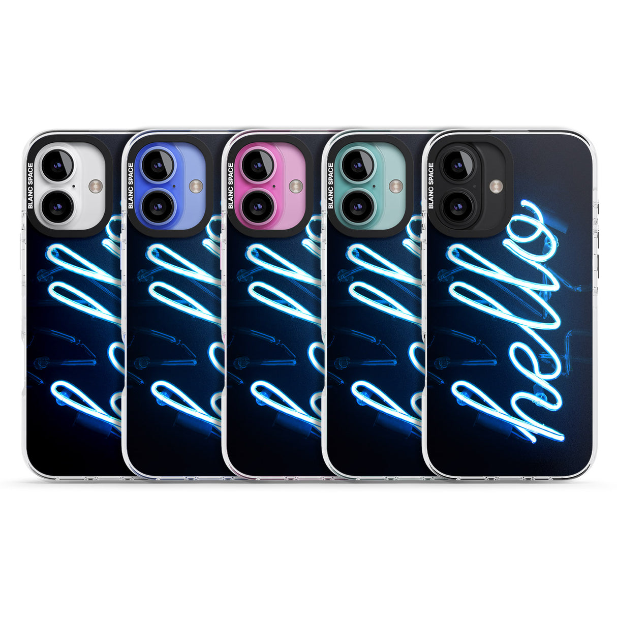 iPhone 16 Pro Max "Hello" Blue Cursive Neon Sign Black Impact Phone Case