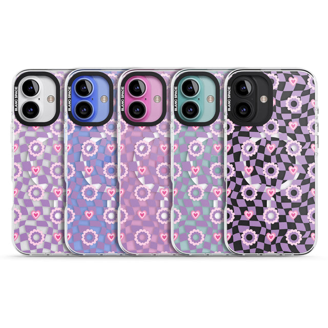 iPhone 16 Pro Max Checkered Love Pattern Black Impact Phone Case