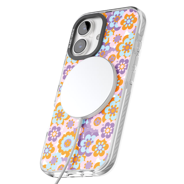 iPhone 16 Pro Max Flower Power Pattern Black Impact Phone Case