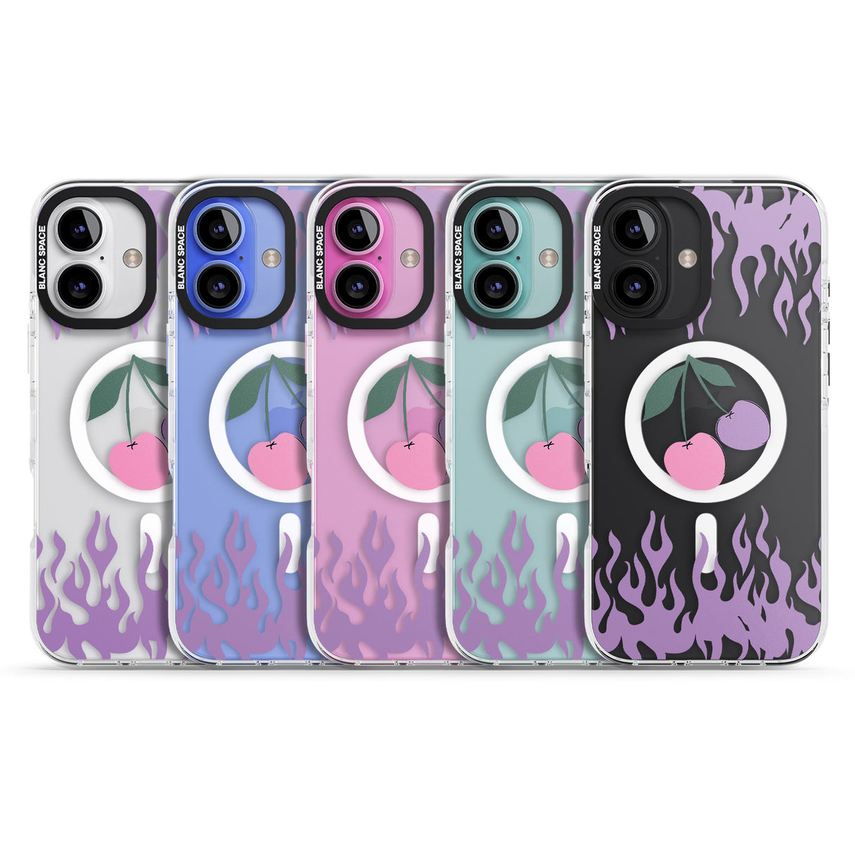 iPhone 16 Pro Max Cherries n' Flames Black Impact Phone Case