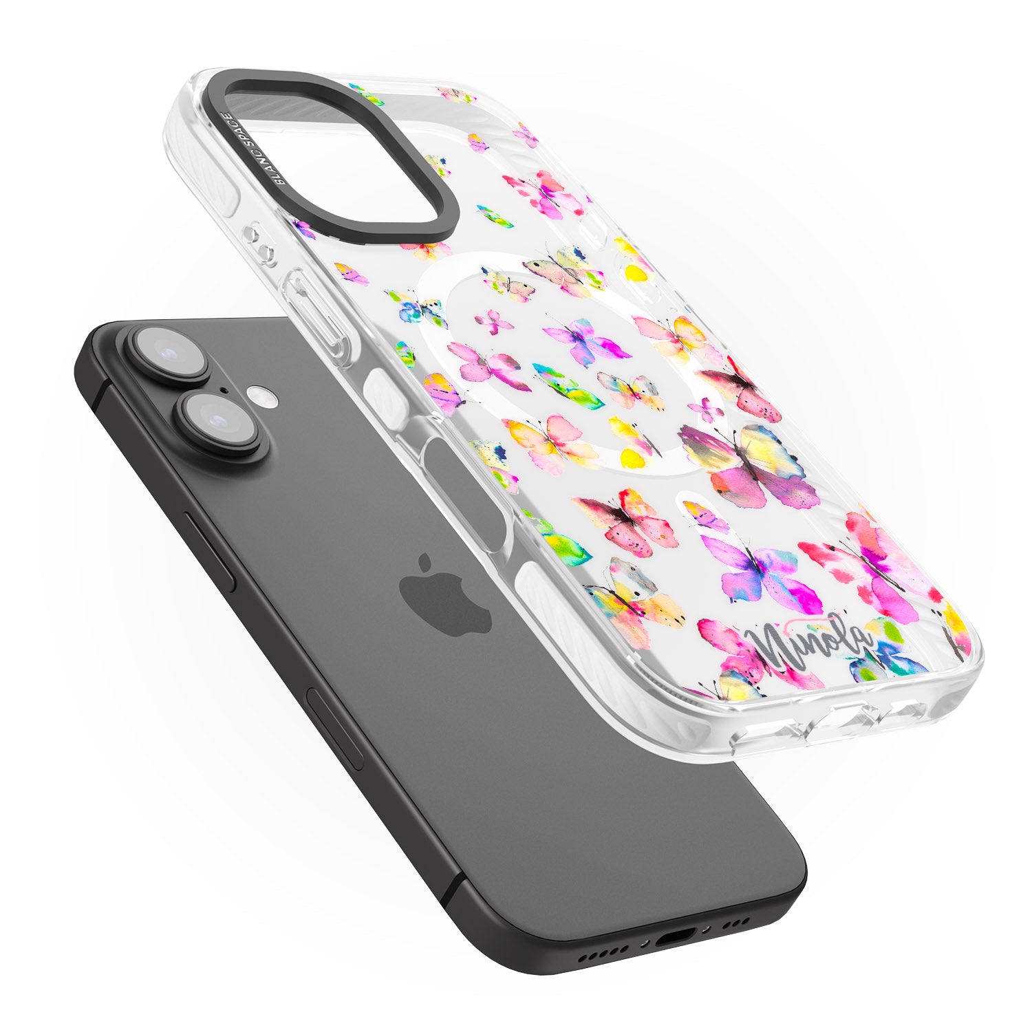iPhone 16 Pro Max Watercolor Butterflies Black Impact Phone Case