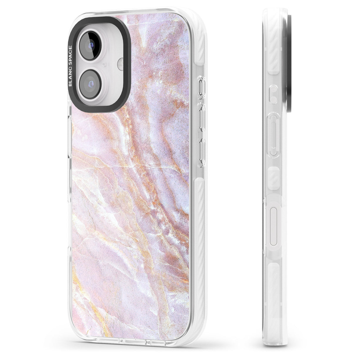 iPhone 16 Pro Max Soft Pink & Yellow Onyx Marble Black Impact Phone Case