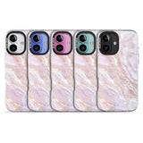 iPhone 16 Pro Max Soft Pink & Yellow Onyx Marble Black Impact Phone Case