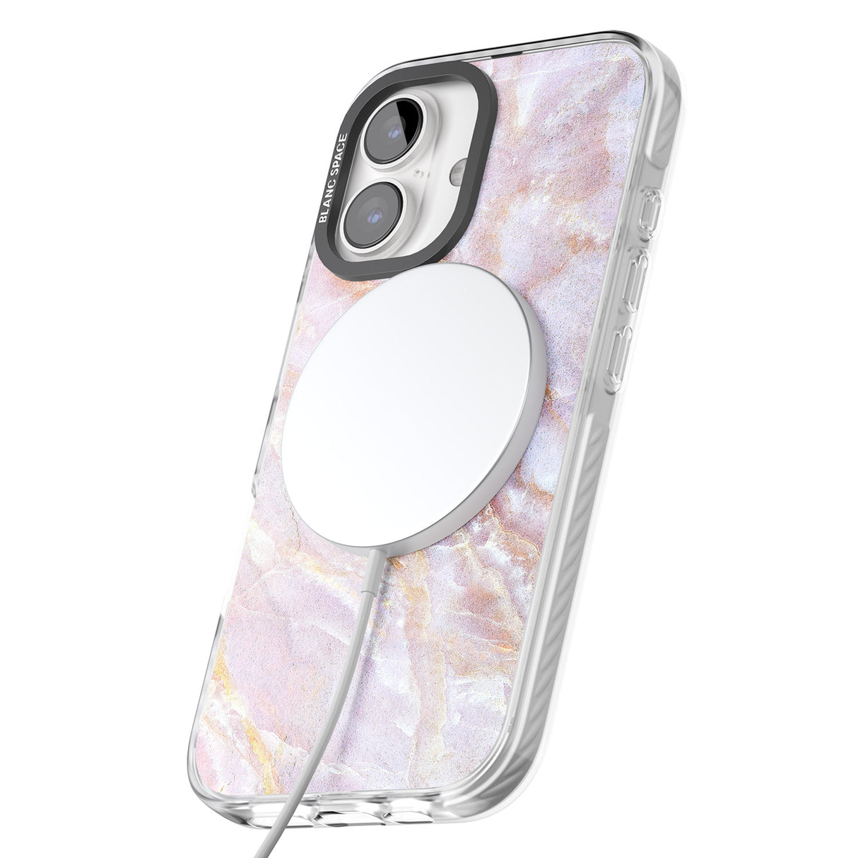 iPhone 16 Pro Max Soft Pink & Yellow Onyx Marble Black Impact Phone Case