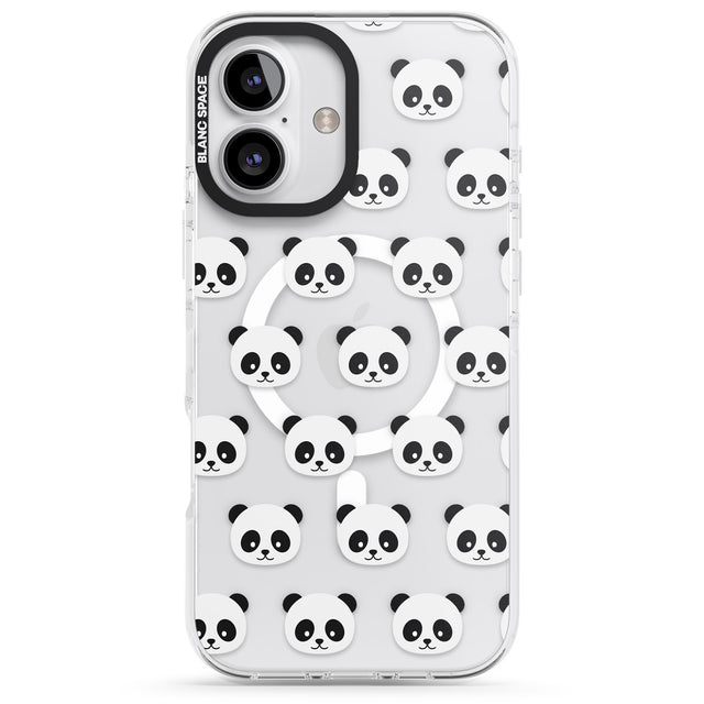 iPhone 16 Pro Max Panda Face Pattern Black Impact Phone Case