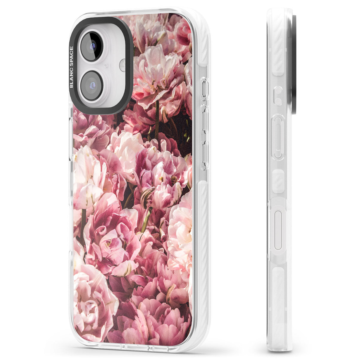 iPhone 16 Pro Max Pink Peonies Black Impact Phone Case