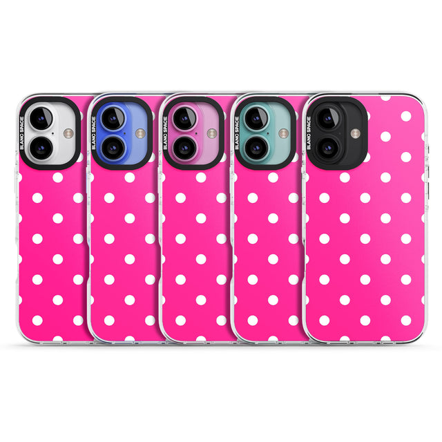 iPhone 16 Pro Max Pink Polka Dot Black Impact Phone Case