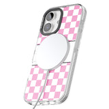 iPhone 16 Pro Max Personalised Monogrammed Pink Check Black Impact Phone Case