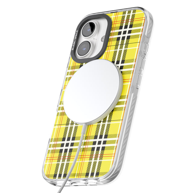 iPhone 16 Pro Max Yellow Plaid Black Impact Phone Case