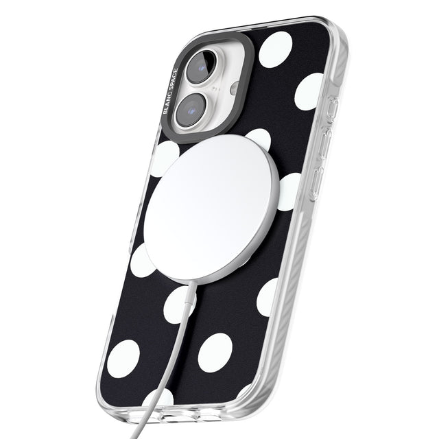 iPhone 16 Pro Max Chic Black Polka Dot Black Impact Phone Case