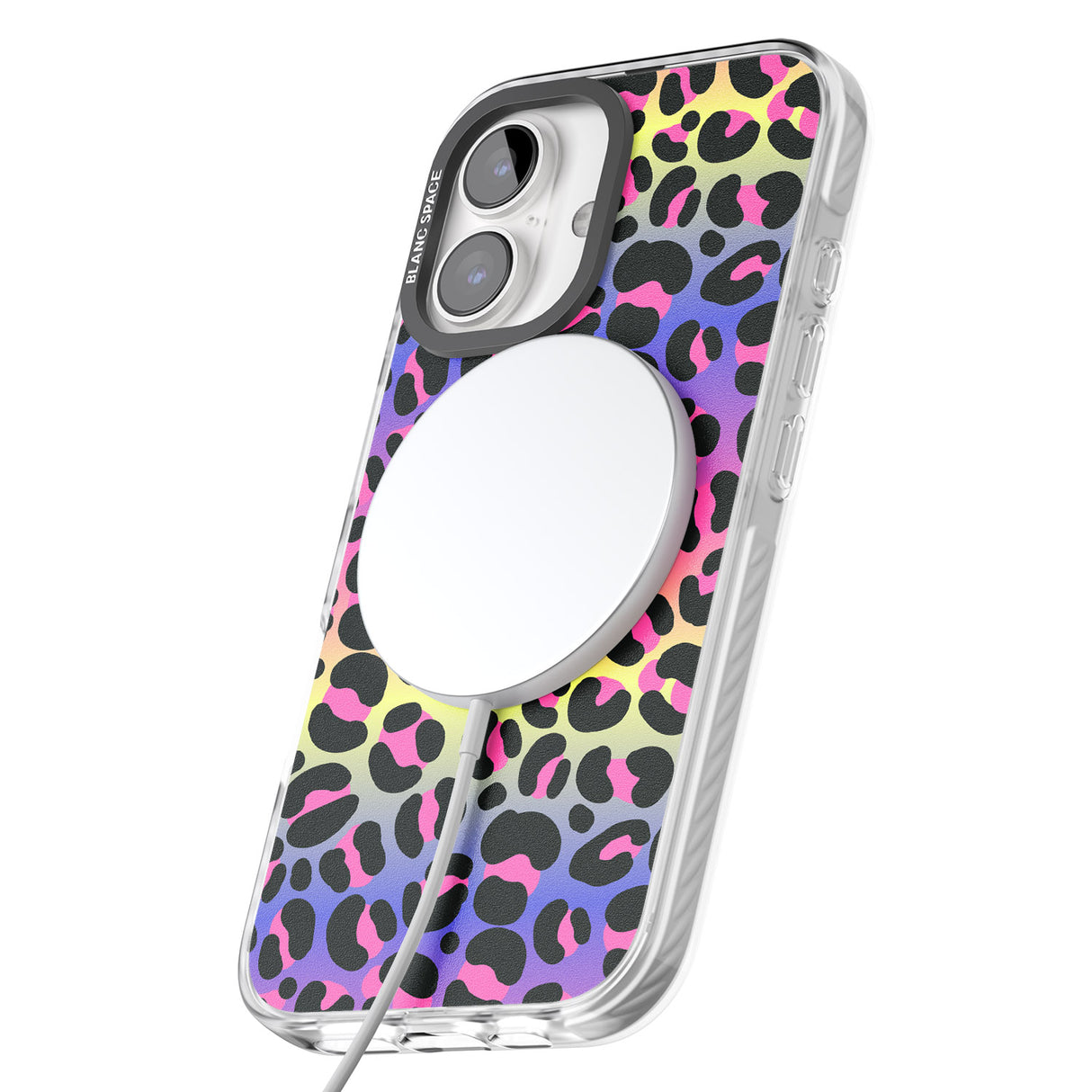 iPhone 16 Pro Max Rainbow Gradient Leopard Print Black Impact Phone Case